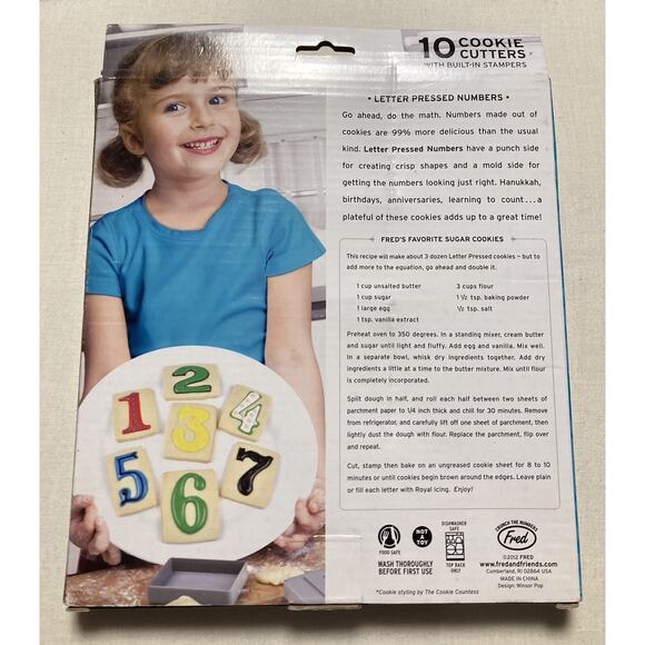 Fred Letter Pressed Numbers 10 Cookie Cutters Built-In Stampers NOB - Picture 2 of 7